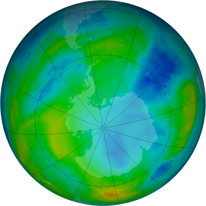 Antarctic ozone map for 12 July 2004
